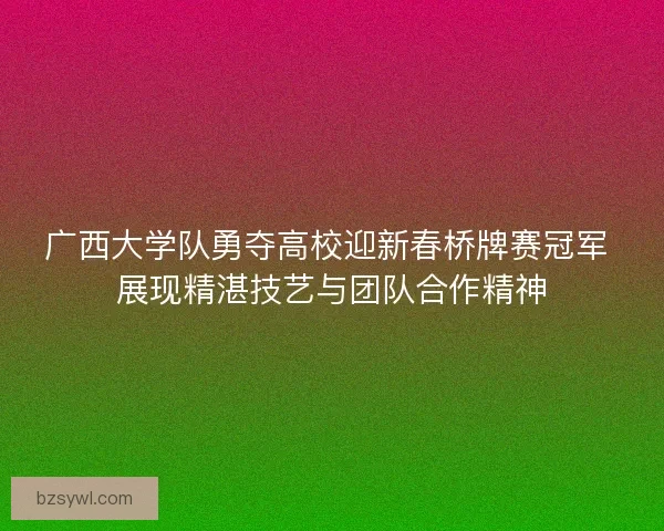 广西大学队勇夺高校迎新春桥牌赛冠军 展现精湛技艺与团队合作精神