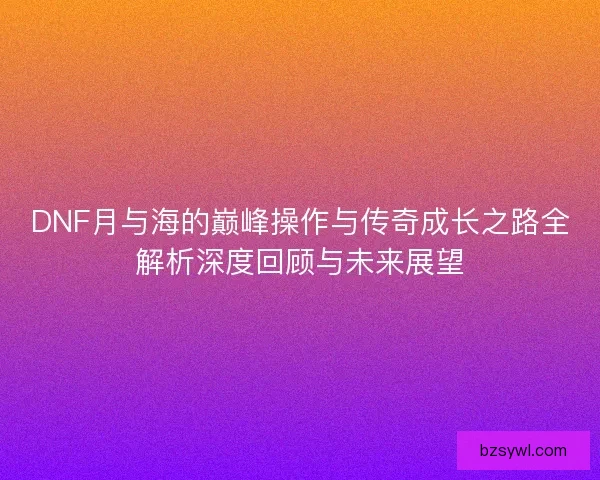 DNF月与海的巅峰操作与传奇成长之路全解析深度回顾与未来展望